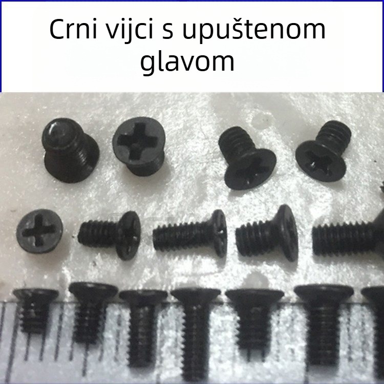 M4.0 Crni vijak s utisnutom glavom za vrata s aluminijskim okvirom, uzak rub, skriveni donji šarnir staklenih vrata