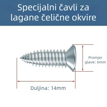 Samo-vijci za strop za lagani čelični okvir, plosnata glava, galvanizirana ugljična čelika, visoka čvrstoća