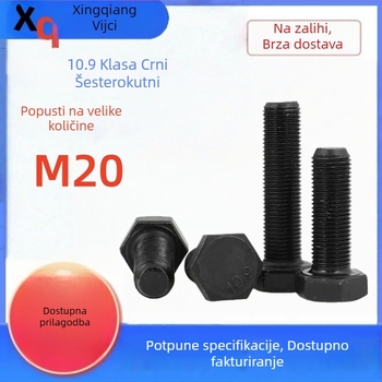 Visokoučinkoviti vanjski šestougaoni vijak, razred 10.9, crni premaz, M20x40-280