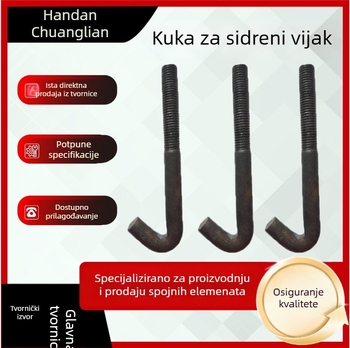 Vruće pocinčani sidreni vijci, L-oblik i 7-oblik ugrađeni vijci, karbonska čelika, GB standard, za fotonaponske nosače i temelje