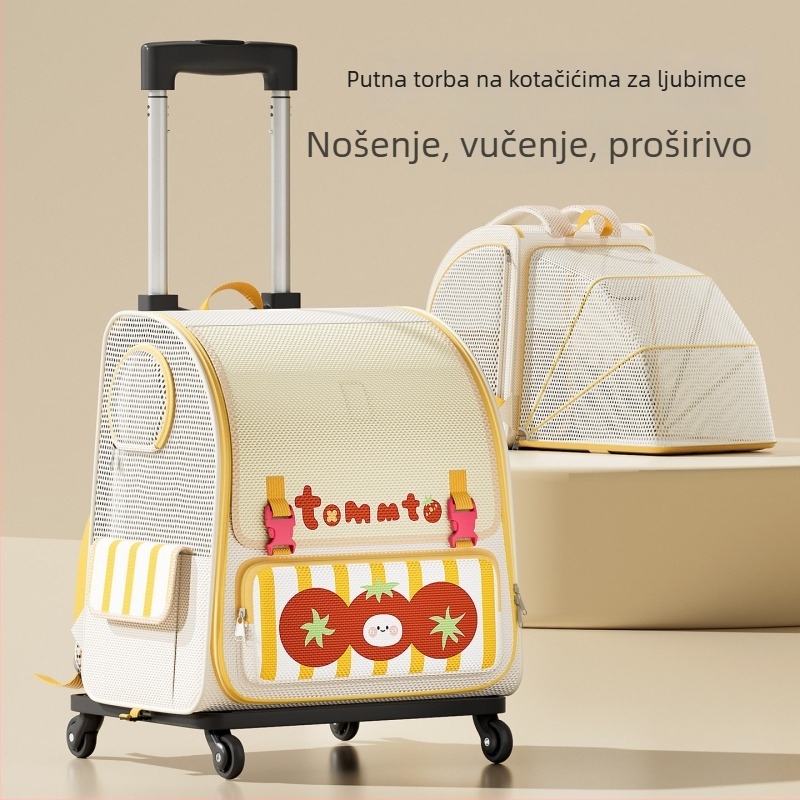 Nosič za kućne ljubimce s kotačićima, dizajn svemirske kapsule, velika kapaciteta, za mačke i manje pse do 7 kg
