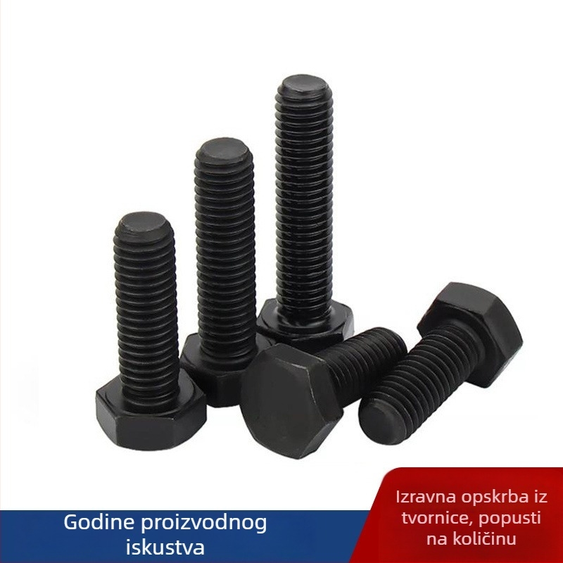 8.8 visokou otpornosti vanjske šestokutne vijčane, crne šesterokutne glave, produžne vijčice, veličine M6–M16, materijal 45# čelik, galvanizirano.