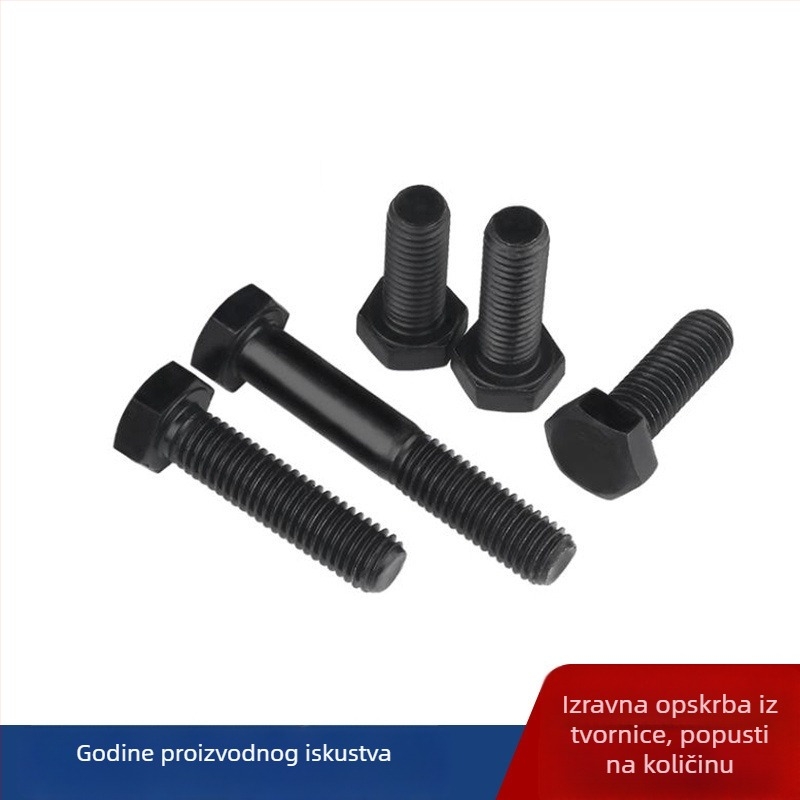 8.8 visokou otpornosti vanjske šestokutne vijčane, crne šesterokutne glave, produžne vijčice, veličine M6–M16, materijal 45# čelik, galvanizirano.