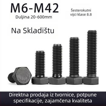 Vijci s vanjskim šesterokutnim glavama, visoke jakosti za čelične konstrukcije, nacionalni standard, klasa 8.8