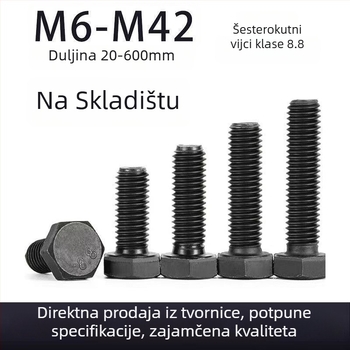 Vijci s vanjskim šesterokutnim glavama, visoke jakosti za čelične konstrukcije, nacionalni standard, klasa 8.8