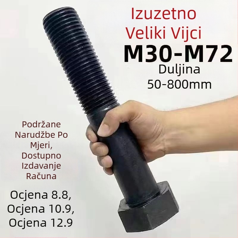 Vijci s vanjskim šesterokutnim glavama, visoke jakosti za čelične konstrukcije, nacionalni standard, klasa 8.8