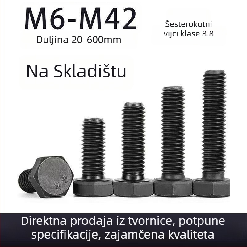 Vijci s vanjskim šesterokutnim glavama, visoke jakosti za čelične konstrukcije, nacionalni standard, klasa 8.8