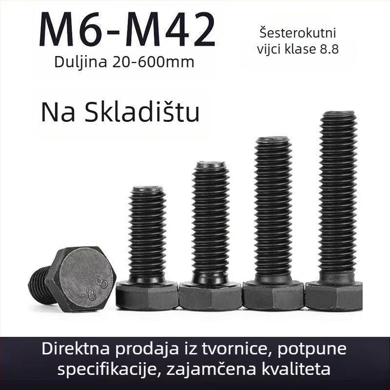 Vijci s vanjskim šesterokutnim glavama, visoke jakosti za čelične konstrukcije, nacionalni standard, klasa 8.8