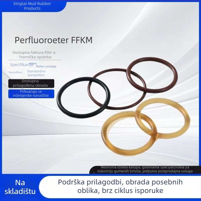 Perfluoroelastomer O-prsten FFKM/FFPM, otporan na visoke temperature do 350°C, otporan na organska otapala