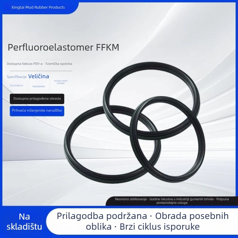 Perfluoroelastomer O-prsten FFKM/FFPM, otporan na visoke temperature do 350°C, otporan na organska otapala
