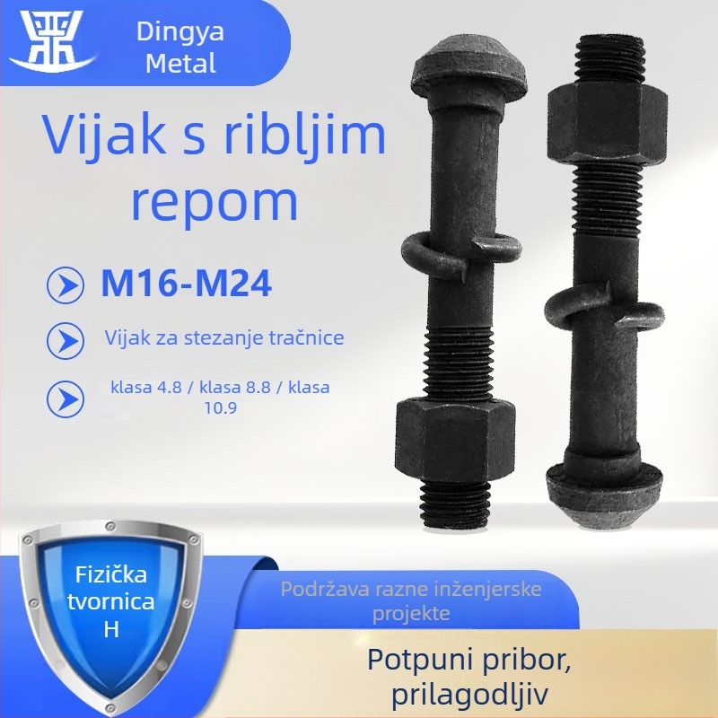 Visokoizdržljivi vijci za spojnice tračnica s ribljim repom za rudarsku industriju
