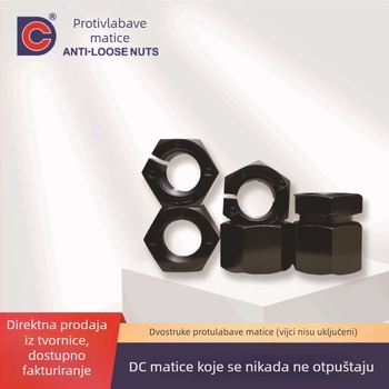 DC samouzaključavajuća šestokutna matica, debela, visoke čvrstoće klase 8, M45-M52, crna oksidirana, s prirubnom pločom
