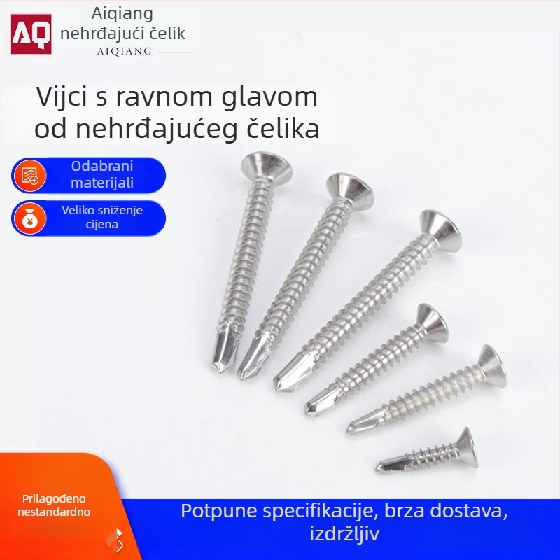 Vijci od nehrđajućeg čelika 410/304 s ravnom glavom, Phillips, samorezni i samovrteći