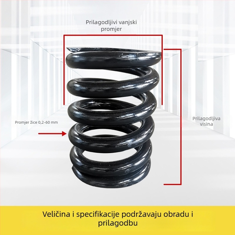 Prilagođena kompresijska opruga velikog promjera žice za rudarsku industriju, apsorpcija udaraca i vraćanje u početni položaj, od opružnog čelika