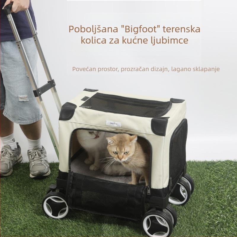 Torba za kućne ljubimce s kotačićima, velika zapremina, prozračna, prijenosna za male pse i više mačaka