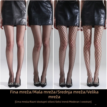 Crne mrežaste hulahopke, seksi, otvoreni mrežni uzorak, veličine S/M/L, za klub, proljeće-ljeto.