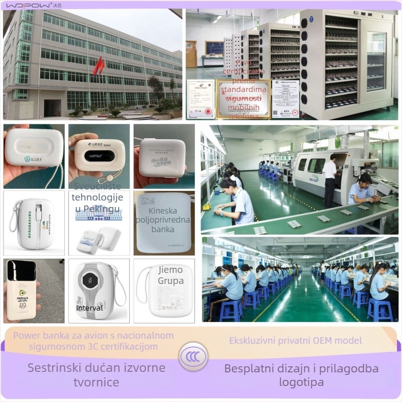 Power banka s ugrađenim kabelom, 20000 mAh, 3C certificiran model 2026, ultra tan i kompaktan, brzo punjenje PD3.0