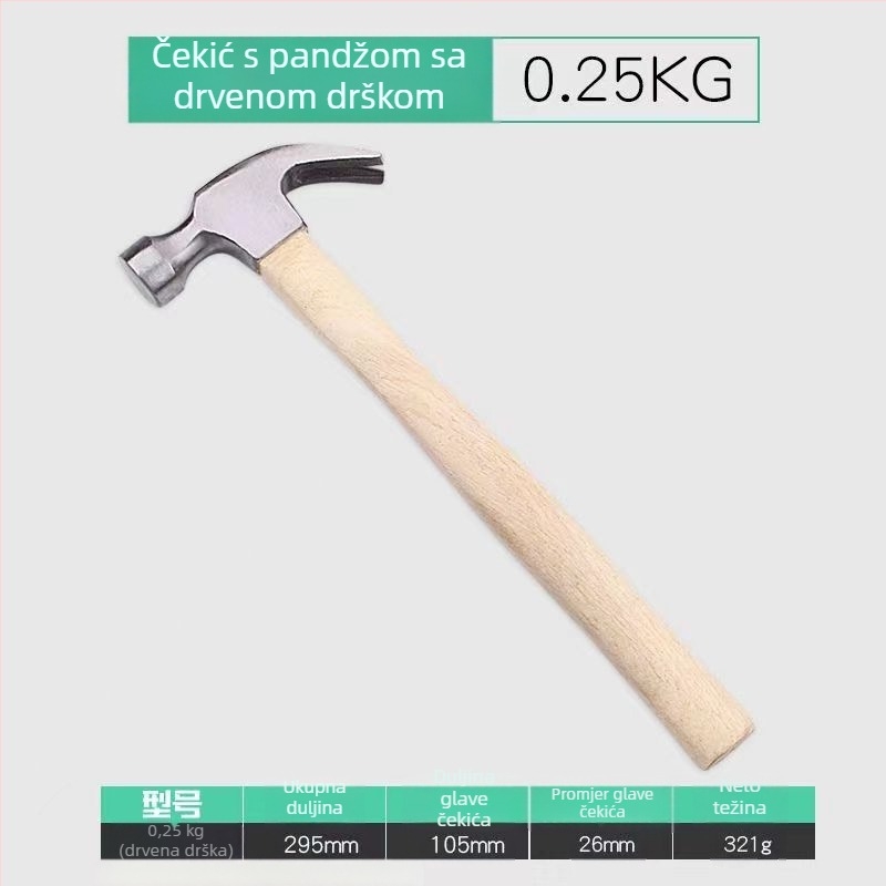 Čekić s vlaknastom drškom i plastičnim premazom, za stolariju i kućnu upotrebu