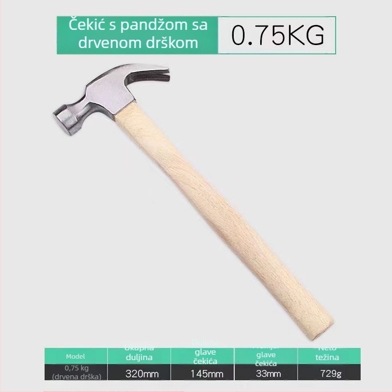 Čekić s vlaknastom drškom i plastičnim premazom, za stolariju i kućnu upotrebu