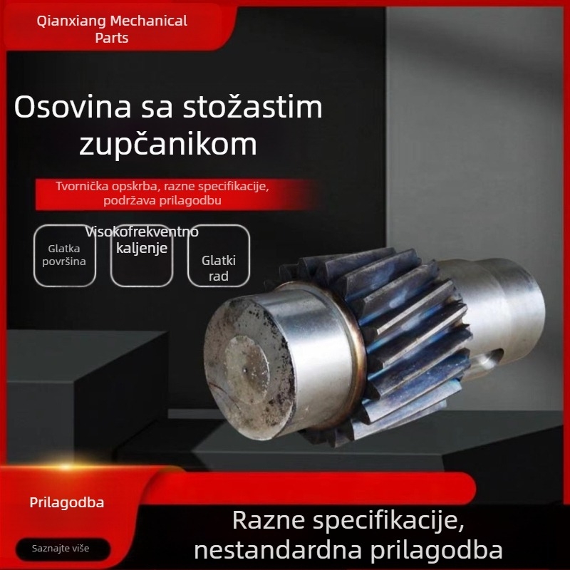 Spiralni zupčasti osovina od nehrđajućeg čelika, modul 8, visoka snaga, nestandardni prijenos, šiljasti osovina sa zupcima