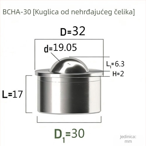 QX BCHA7.5 Univerzalna čelična kugla za pozicioniranje i lijepljenje pritiskom