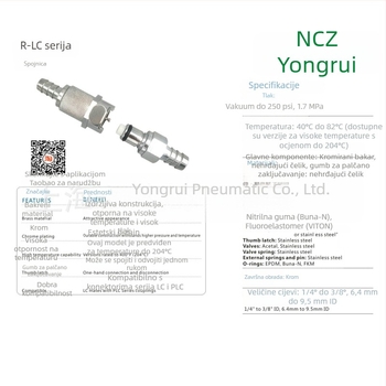 NCZ RS-LC serija od nehrđajućeg čelika, pneumatski brzi spoj, ženski konektor, model 130041300513006