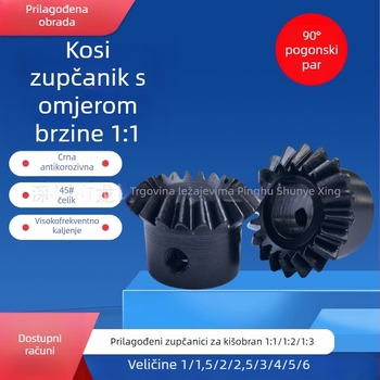 Prilagođeni spiralni konični zupčanik, 45°, omjer 1:1, precizno obrađeni zubi