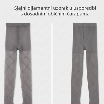 Sive čarape s dijamantnim uzorkom i srebrnim jacquardom, sjajne i tanke za ljeto