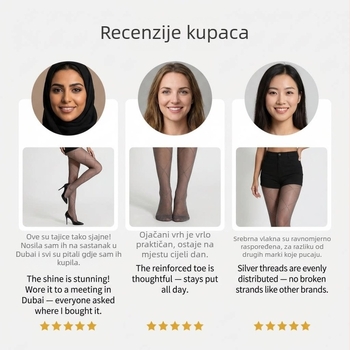 Sive čarape s dijamantnim uzorkom i srebrnim jacquardom, sjajne i tanke za ljeto