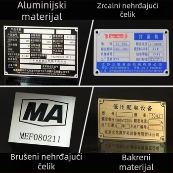 Metalna pločica od aluminijske legure sa brušenim završetkom za strojeve i etikete za vino