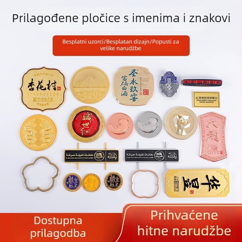 Prilagođene metalne pločice s galvanizacijom od cinkove legure: logotipi, etikete za vino, oznake za prtljagu i pločice identifikacije opreme
