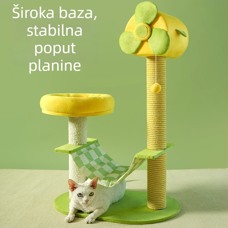 Kreativno DIY mačje stablo za penjanje s ventilatorom, otporno na habanje, kompaktno po prostoru, malo dimenzije, od ploče visoke gustoće, pogodno za velike i male mačke