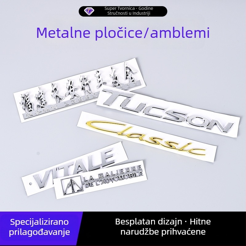 3D kromirani automobil emblema, prilagođena pločica imena izrađena injekcijskim oblikovanjem