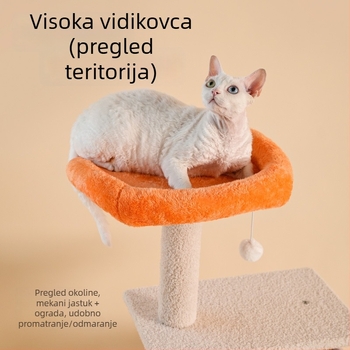 Meow Fairy Prostrana mačja građa s filc drvetom, mačjim gnijezdom i integriranim grebalnikom — kreativni polic za mačke za sve sezone