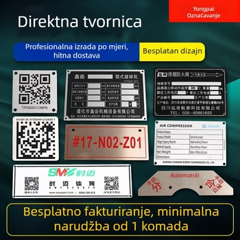 Prilagođene metalne pločice otporne na koroziju: od nehrđajućeg čelika, aluminija i drugih metala; graviranje i sitotisak