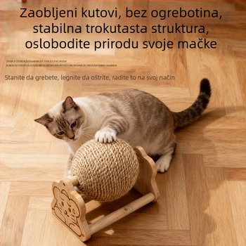 Sisal kuglica za grebanje mačaka uz vertikalni penjački okvir — otporna na habanje, bez vlakana, igračka za samostalnu zabavu i ublažavanje dosade