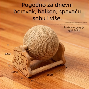 Sisal kuglica za grebanje mačaka uz vertikalni penjački okvir — otporna na habanje, bez vlakana, igračka za samostalnu zabavu i ublažavanje dosade