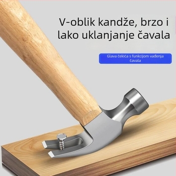 Čekić s kandžom i gumiranom prevlakom, otporan na vibracije, visokougljično čelično, višenamjenski za stolariju i gradnju