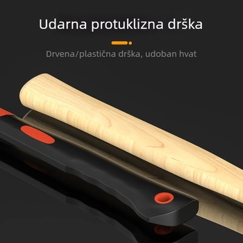Čekić s kandžom i gumiranom prevlakom, otporan na vibracije, visokougljično čelično, višenamjenski za stolariju i gradnju