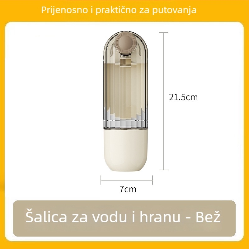 Prijenosna posuda za kućne ljubimce – voda i hrana, za pse i mačke, kapacitet 280 ml vode / 120 ml hrane