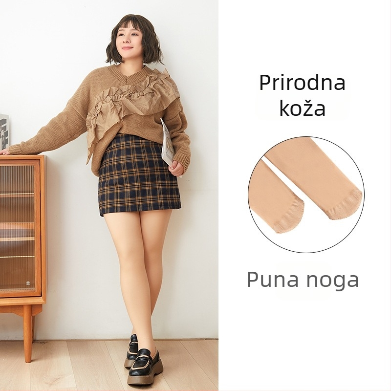Dvoslojene flis tajice za jesen-zimu, boja kože, debela podstava, plus veličina