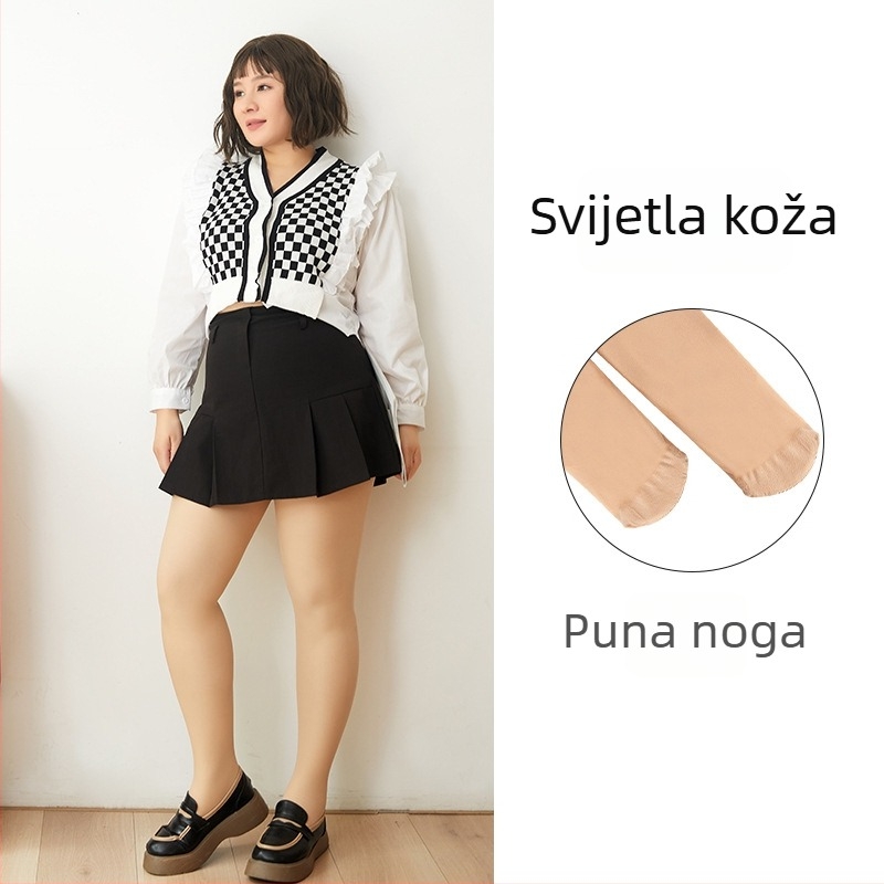 Dvoslojene flis tajice za jesen-zimu, boja kože, debela podstava, plus veličina