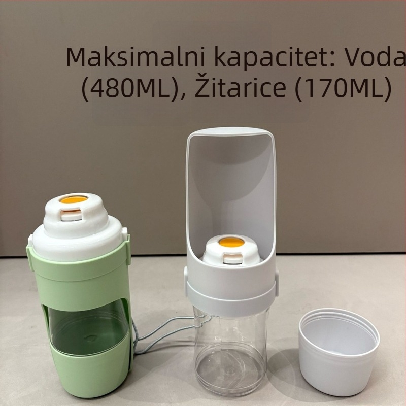 Prijenosna vanjska boca za vodu za pse i mačke, sklopiva boca za vodu, dispenser i posuda za hranu 2 u 1
