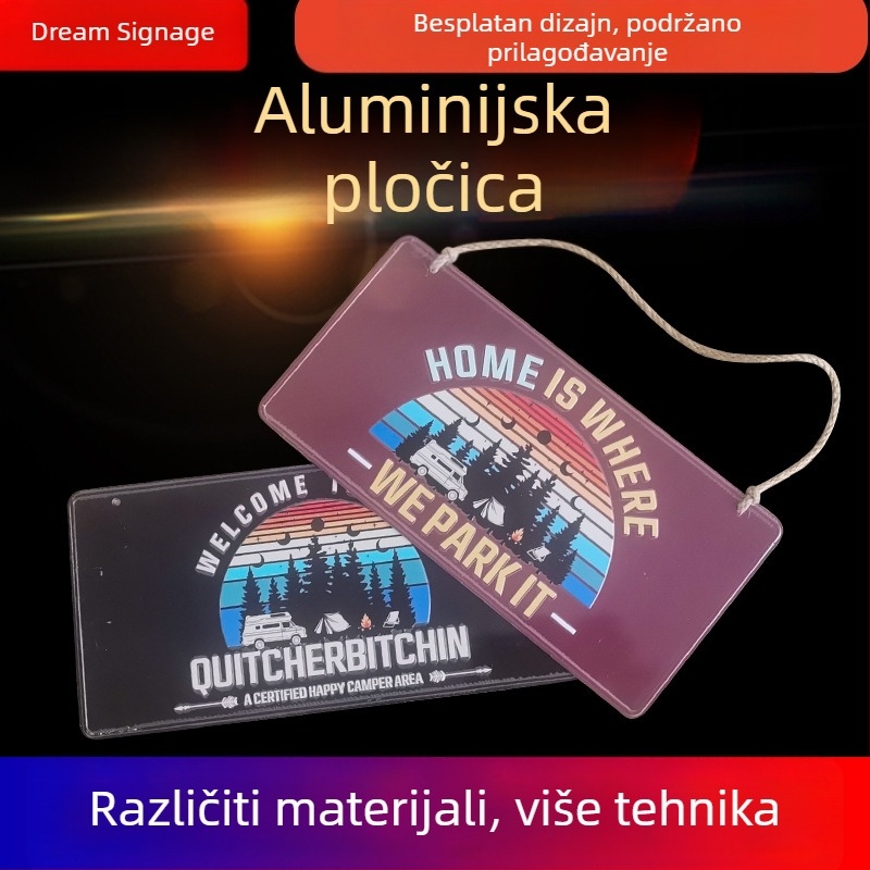 Visoko sjajna aluminijska tablica za oznake s UV ispisom i graviranjem.