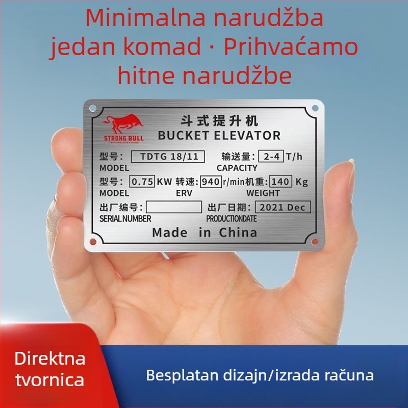 Metalne pločice za ime od bakarno-aluminijskog legura i nehrđajućeg čelika, gravirana slova, prazne identifikacijske pločice, UV ispis logotipa i sitotisk