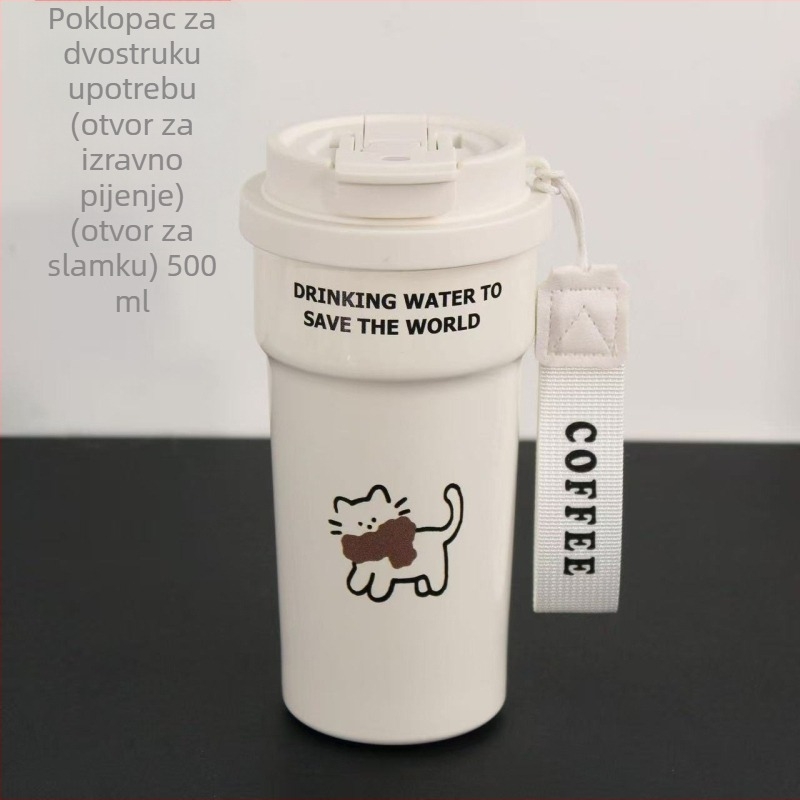 Termos šalice od nehrđajućeg čelika 316, veliki kapacitet, unisex dizajn, za dom i putovanja, sa slamkom, u Ins stilu