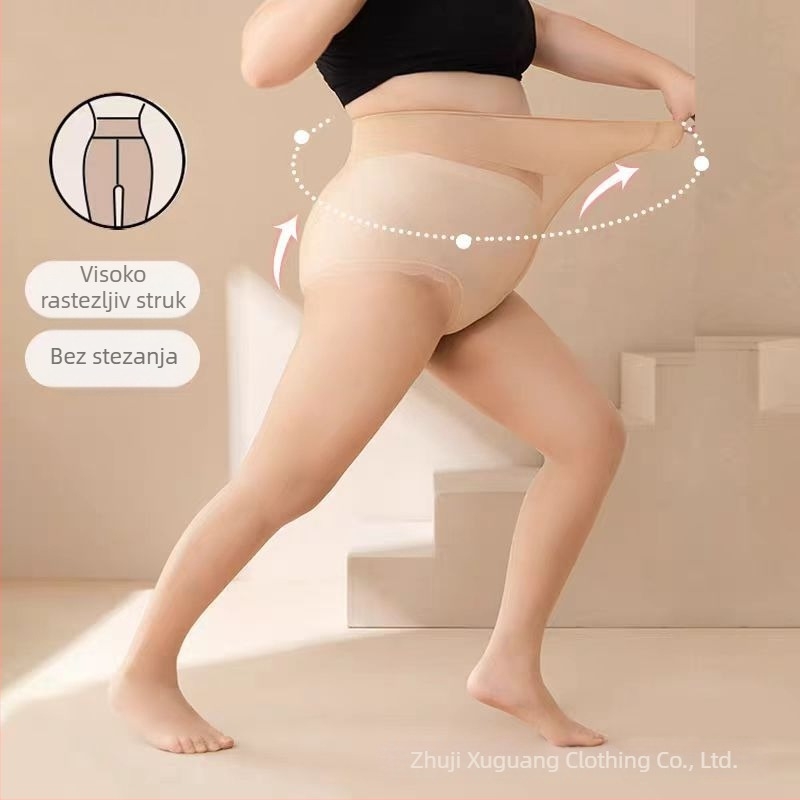 Crne ženske pantyhose u plus veličini, otporne na uvlačenje, udoban pristajanje, tanke ljetne pantyhose, efekt sužavanja
