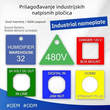 UV-otiskane aluminijske pločice, oznake prekidača i nehrđajuće čelične pločice za električnu i mehaničku opremu te kućanske uređaje