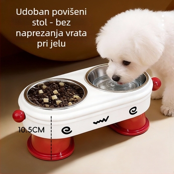 Podignuta zdjela za pse za hranu i vodu, protiv prevrtanja, potpora za vrat, dvostruka zdjela, individualno pakirana