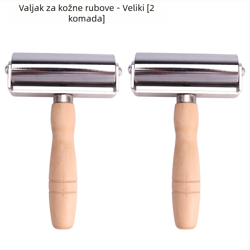 Drveni ručni valjak za kožu s lisom za izravnavanje i lijepljenje kože